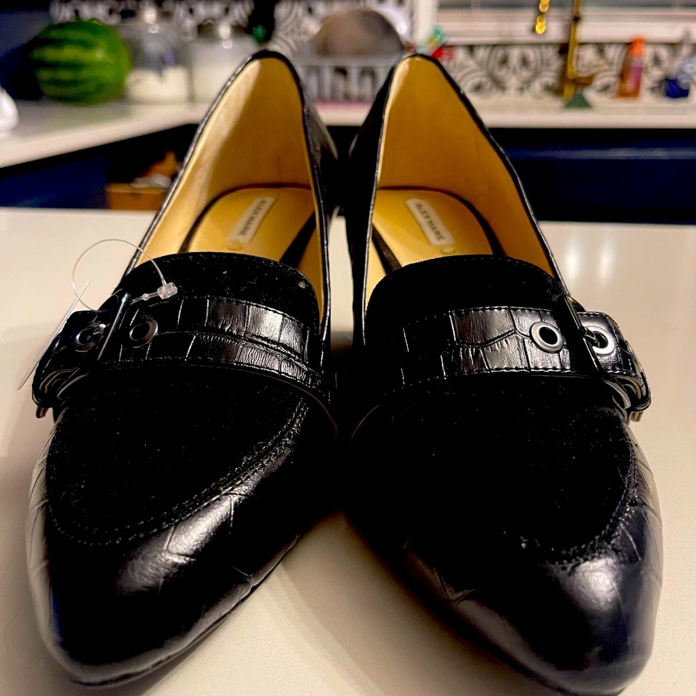 Alex Marie black block heel shoes.